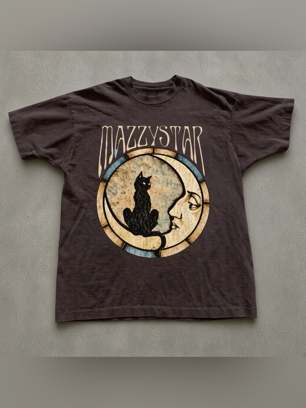 Mazzy Star Black Cat Crescent Moon Art Nouveau Whimsigoth Band T-Shirt